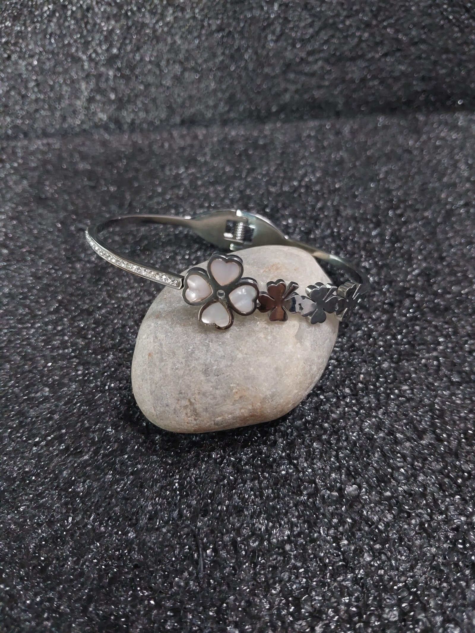 Silver floral crystal bracelet