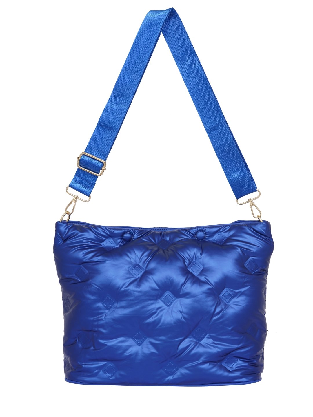 Blue Metallic Puffer Tote Bag