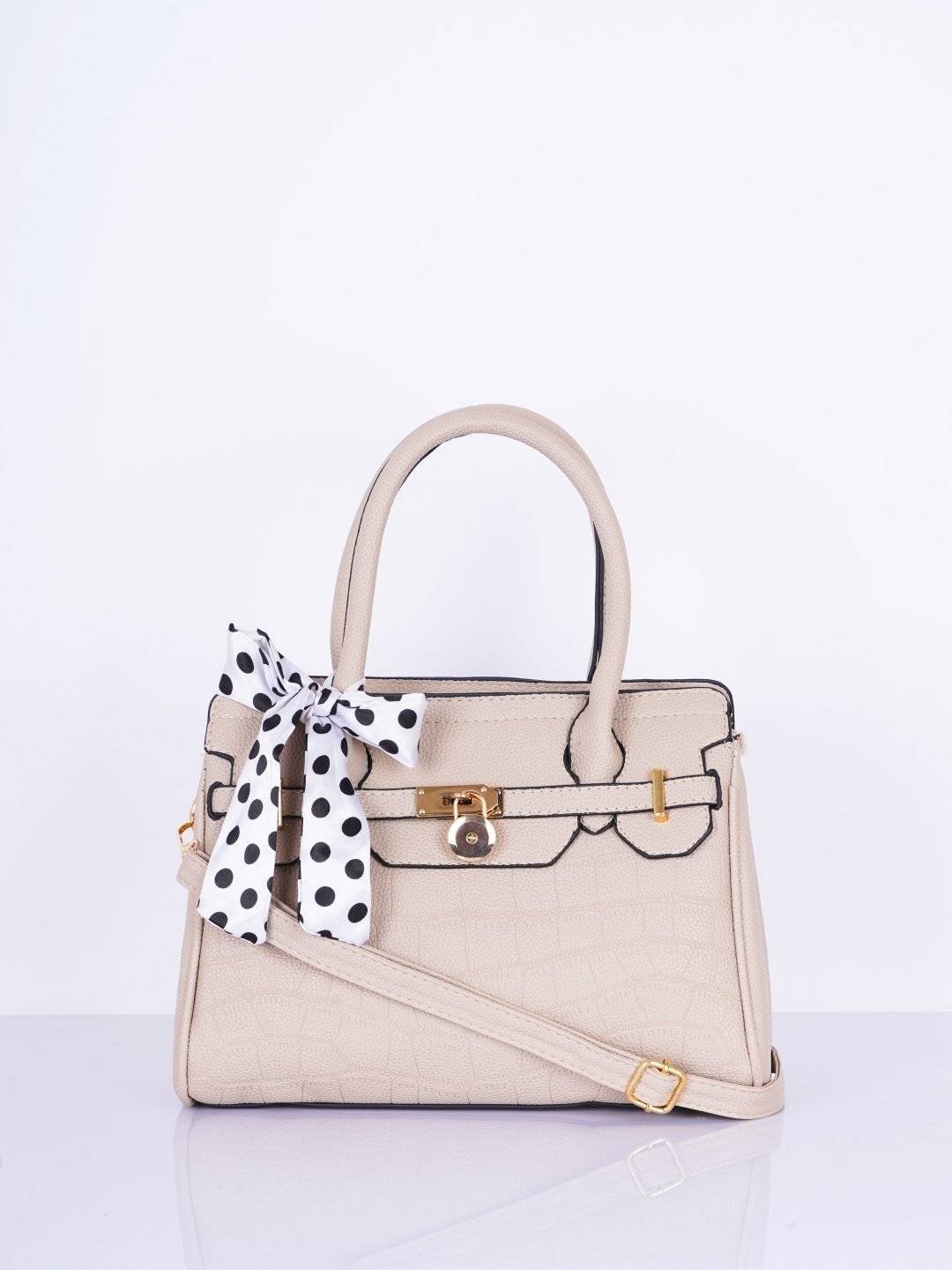 Textured Structured Handheld Bag with Scarf