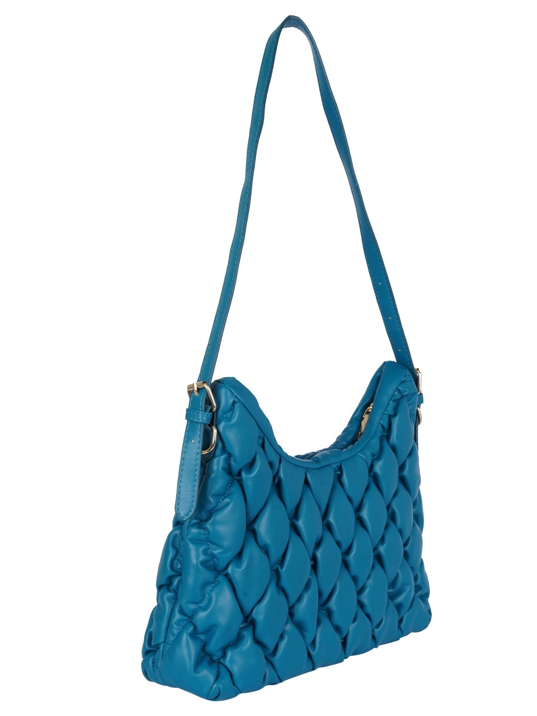 Turquoise Blue Quilted Hobo Bag - Image 3