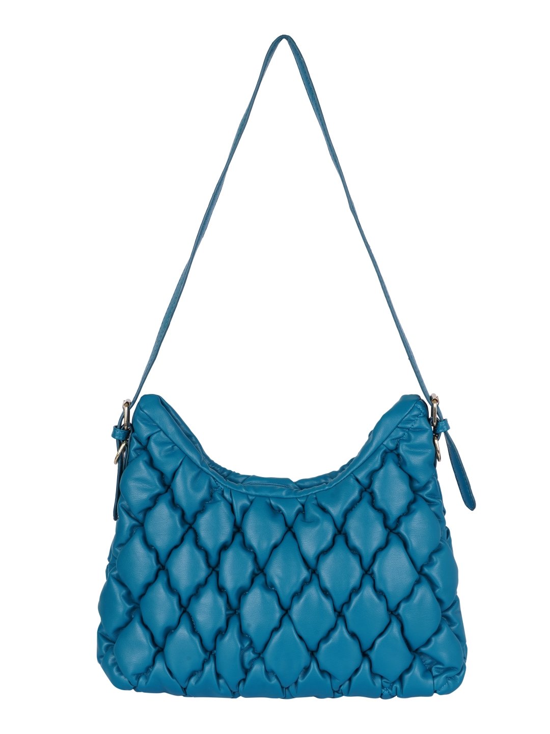 Turquoise Blue Quilted Hobo Bag - Image 5
